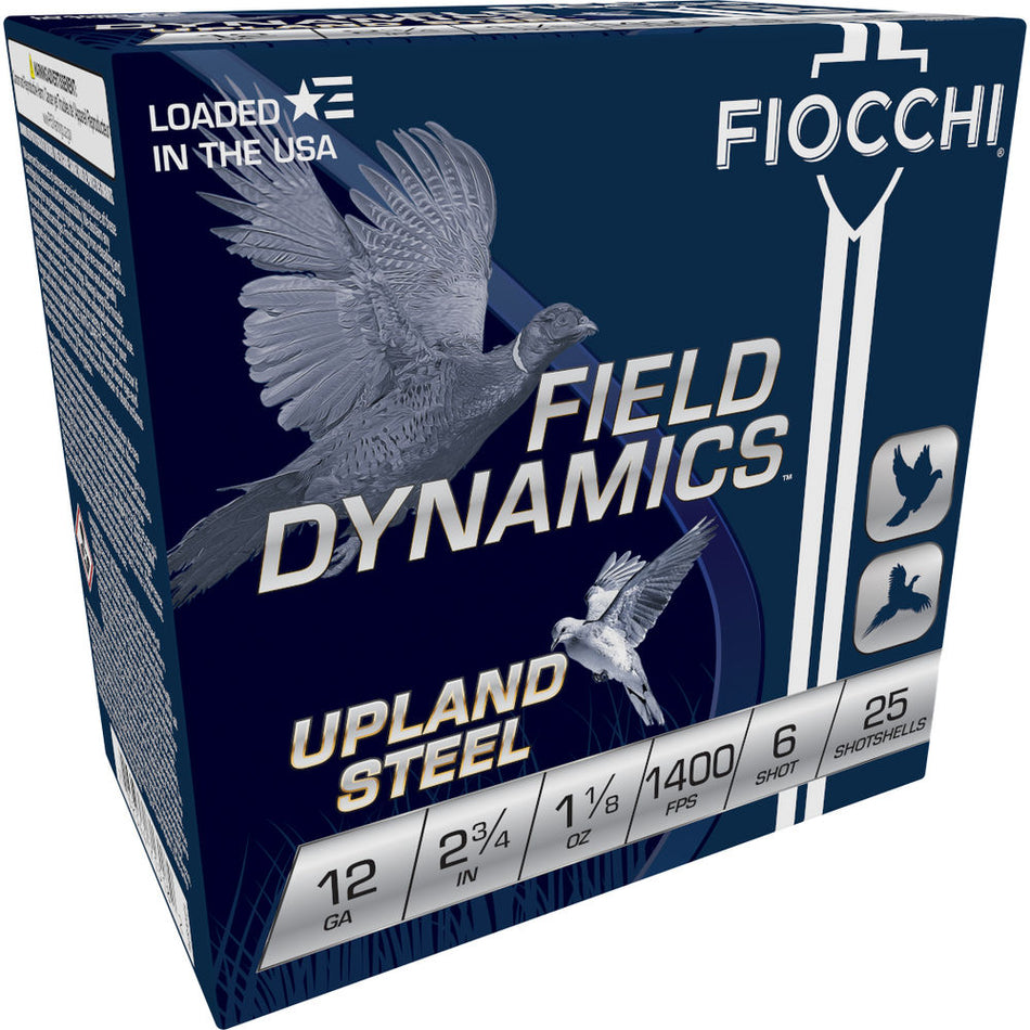Fiocchi 12HVST6 Field Dynamics Upland Steel 12 Gauge 2.75" 1-1/8oz 6 Shot 1400 fps 762344713182