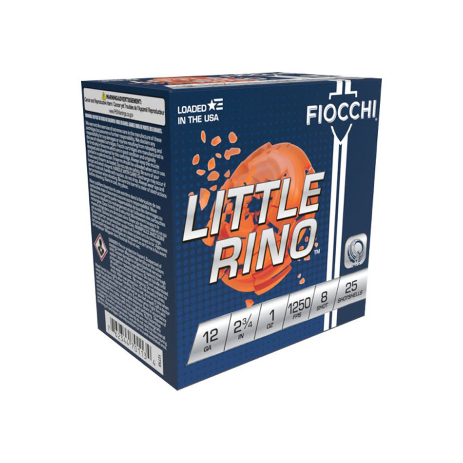 Fiocchi 12 Gauge Shotgun Ammo Exacta Target Little Rino Target Handicap Load 2.75 in 1 oz #8