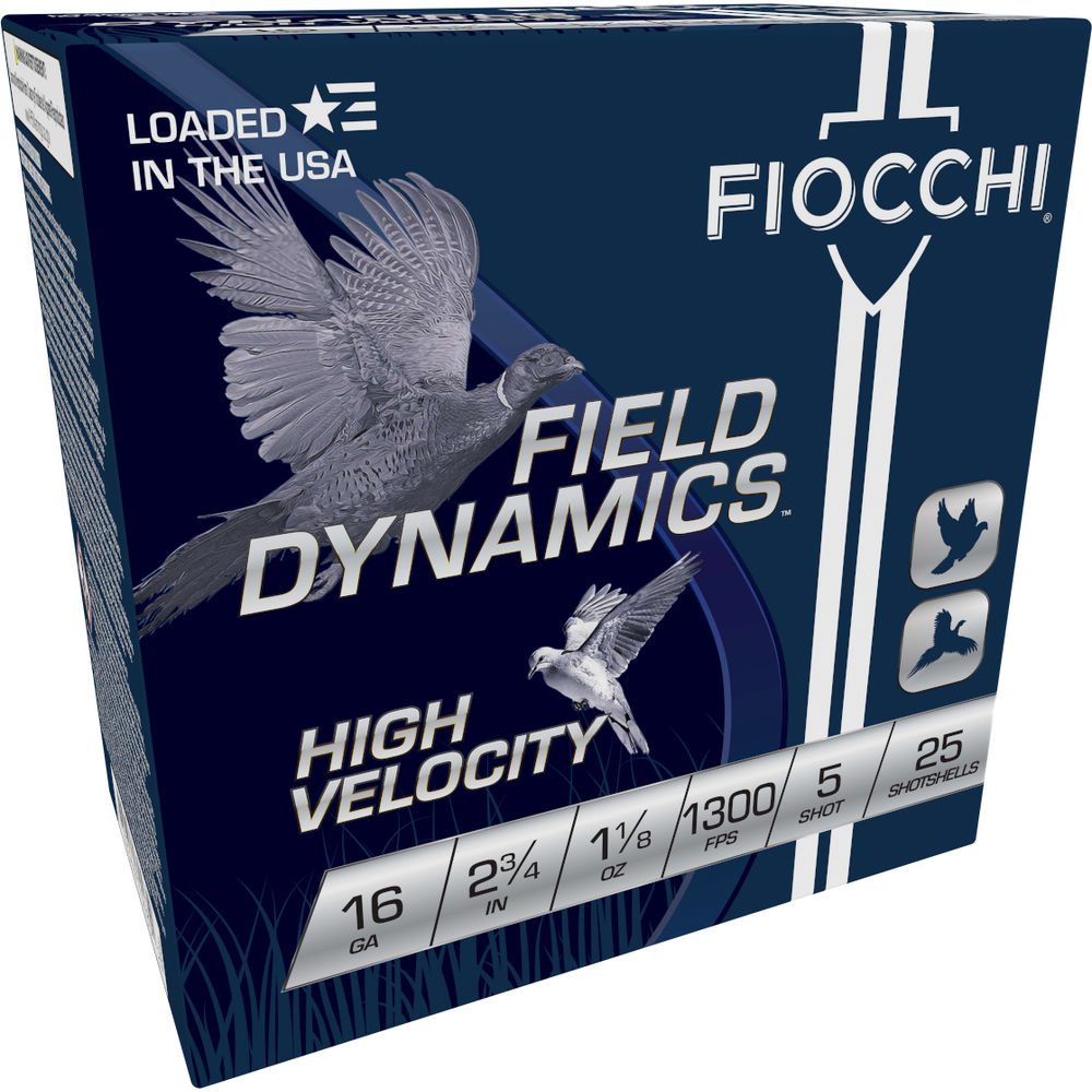Fiocchi 16HV5 Field Dynamics High Velocity 16 Gauge 2.75" 1-1/8oz 5 Shot 1300 fps 762344704852