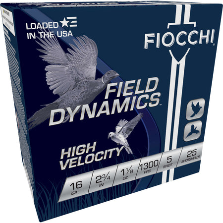 Fiocchi 16HV5 Field Dynamics High Velocity 16 Gauge 2.75" 1-1/8oz 5 Shot 1300 fps 762344704852