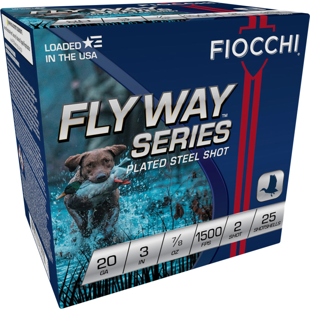 Fiocchi 203ST2 Flyway Steel Waterfowl 20 Gauge 3" 7/8oz 2 Shot 1500 FPS. 762344703015