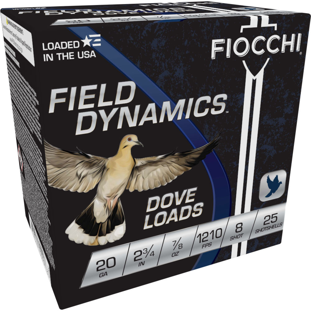 Fiocchi 20GT8 Field Dynamics Dove & Quail 20 Gauge 2.75" 7/8oz 8 Shot 1210 fps 762344700908