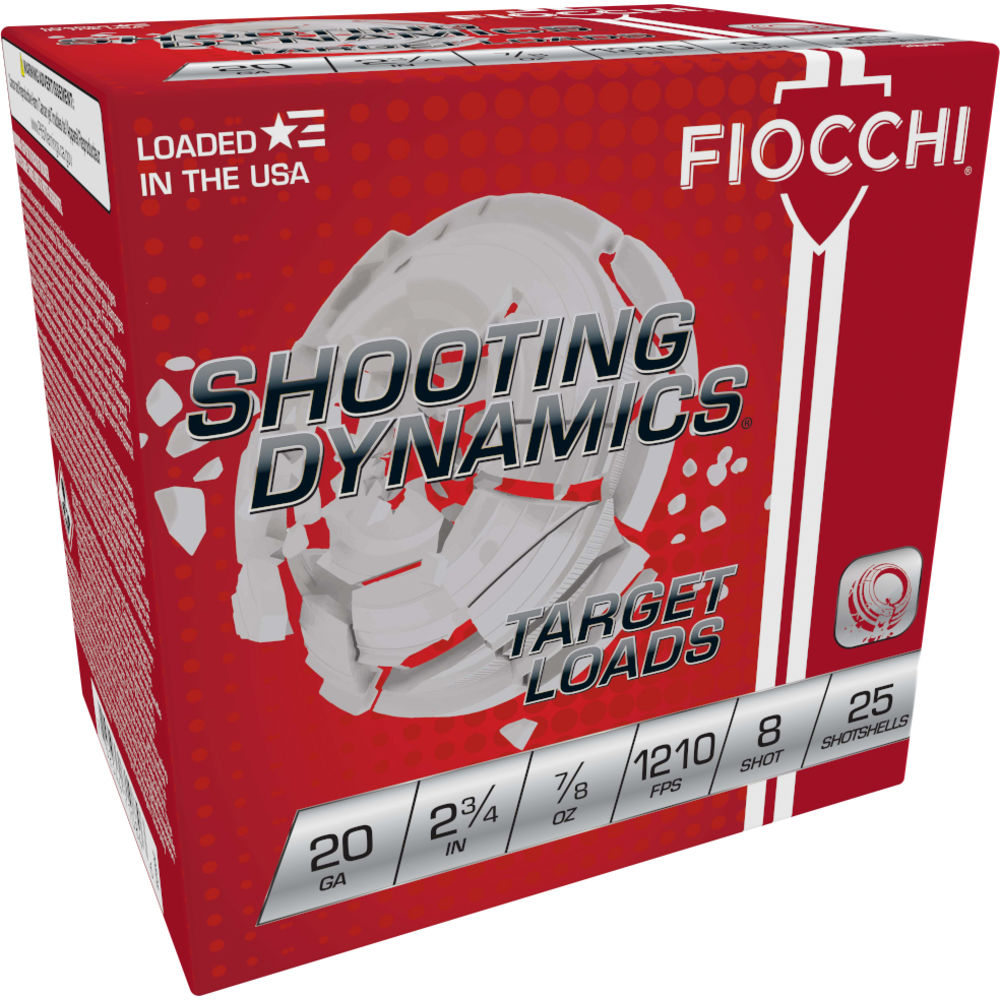 Fiocchi 20 Gauge Shotgun Ammo Shooting Dynamics 2.75 in 7/8 oz #8