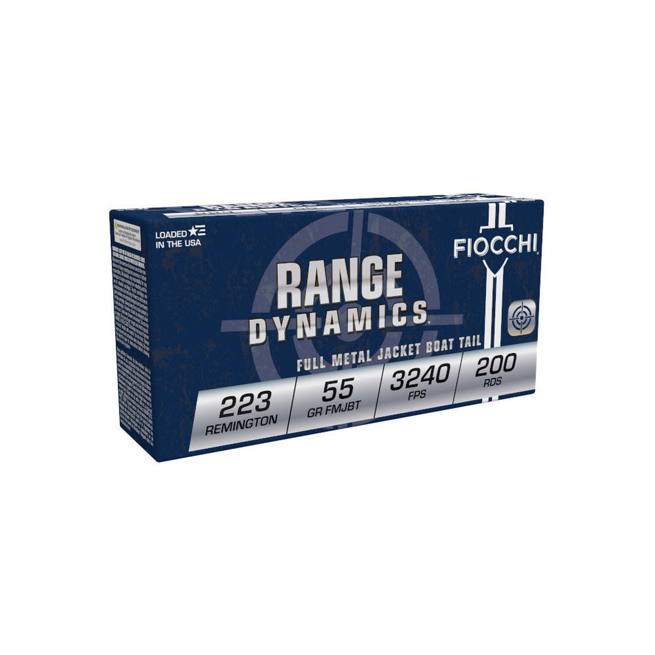Fiocchi .223 Remington Range Dynamics 55 grain Full Metal Jacket Boat Tail ammunition