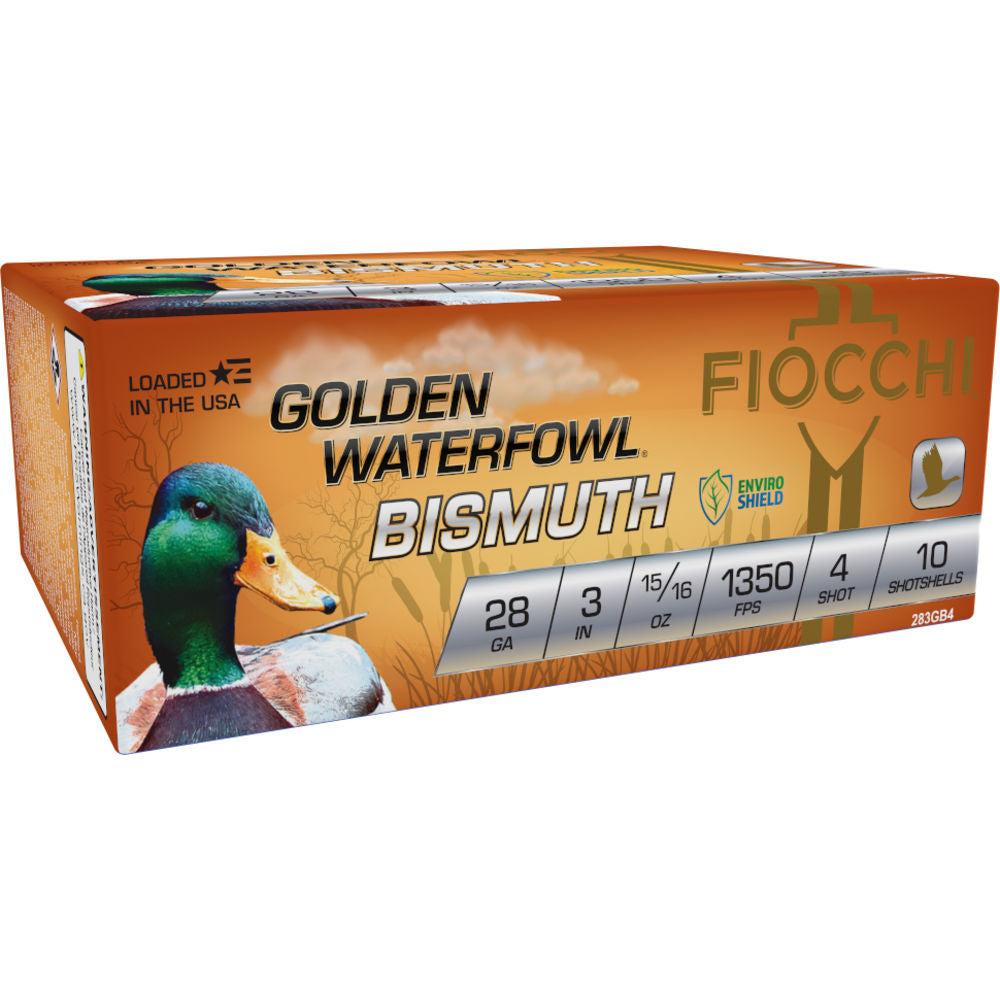 Fiocchi 283GB4 Golden Waterfowl Bismuth 28 Gauge 3" 15/16oz 4 Shot 1350 fps 762344713045