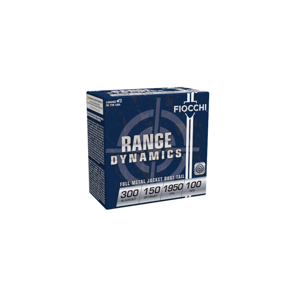 Fiocchi .300 AAC Blackout Range Dynamics 150 grain Full Metal Jacket Boat Tail ammunition
