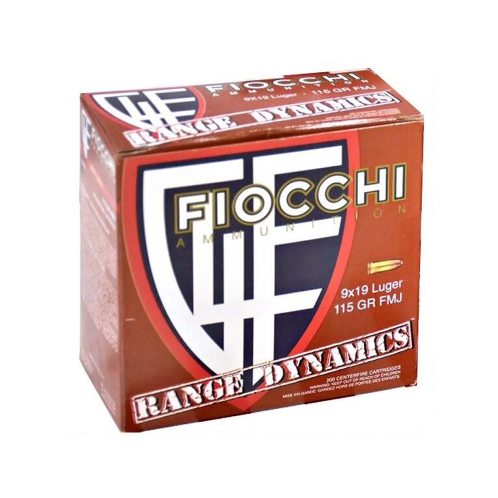 Fiocchi 9mm Luger / Parabellum Range Dynamics Range Pack 115 grain Full Metal Jacket ammunition