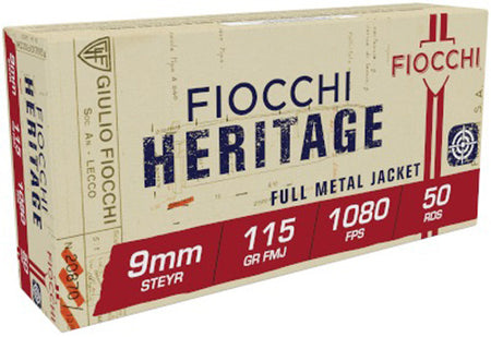 Fiocchi Heritage 9mm Steyr 115 Gr FMJ