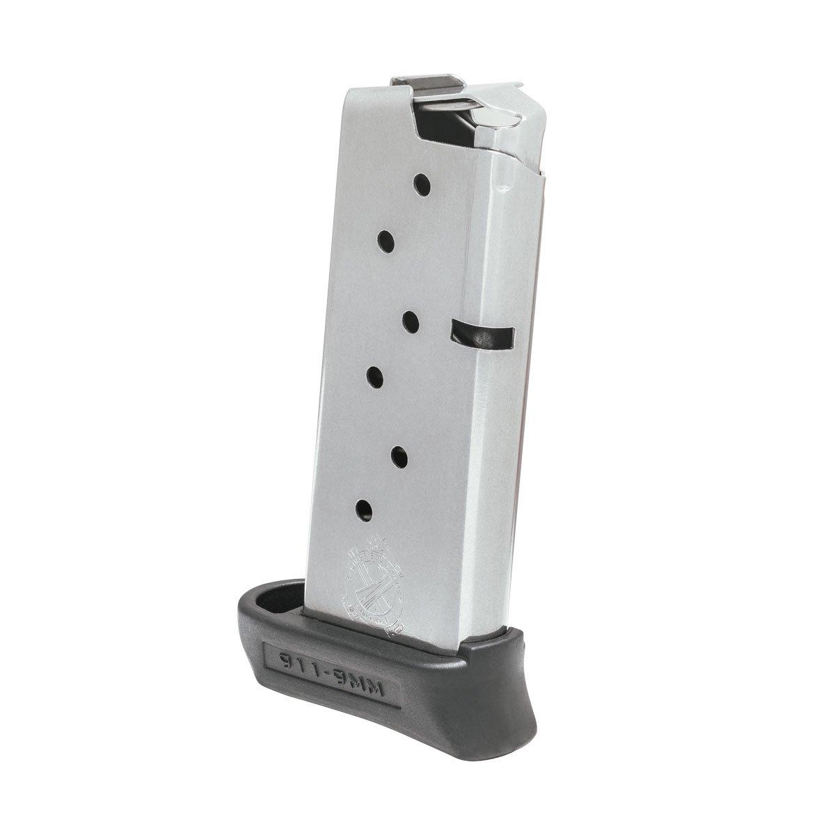 Springfield 911 9mm 7-Round Extended Magazine Stainless Steel with Pinky Rest