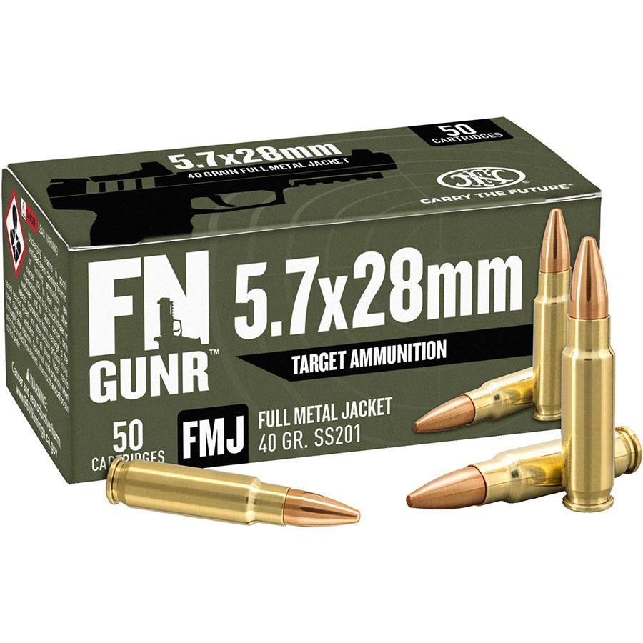 FN 5.7x28mm FN GUNR SS201 40 grain Full Metal Jacket ammunition