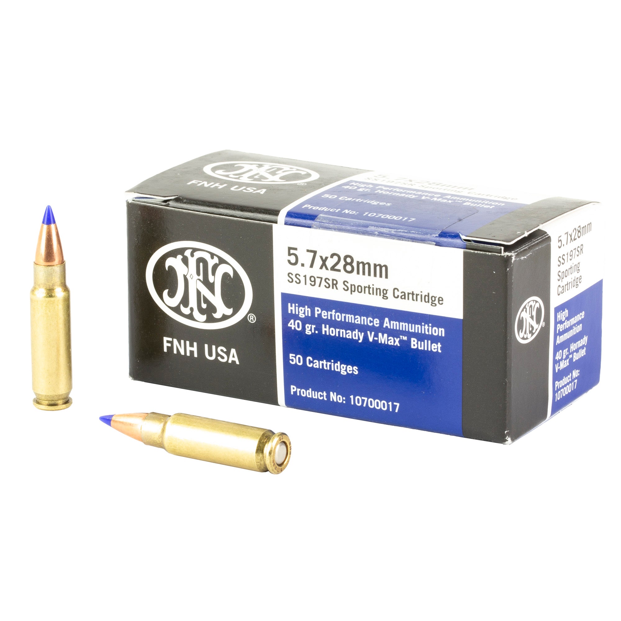 FN 5.7x28mm FN High Performance SS197SR 40 grain Hornady V-Max ammunition