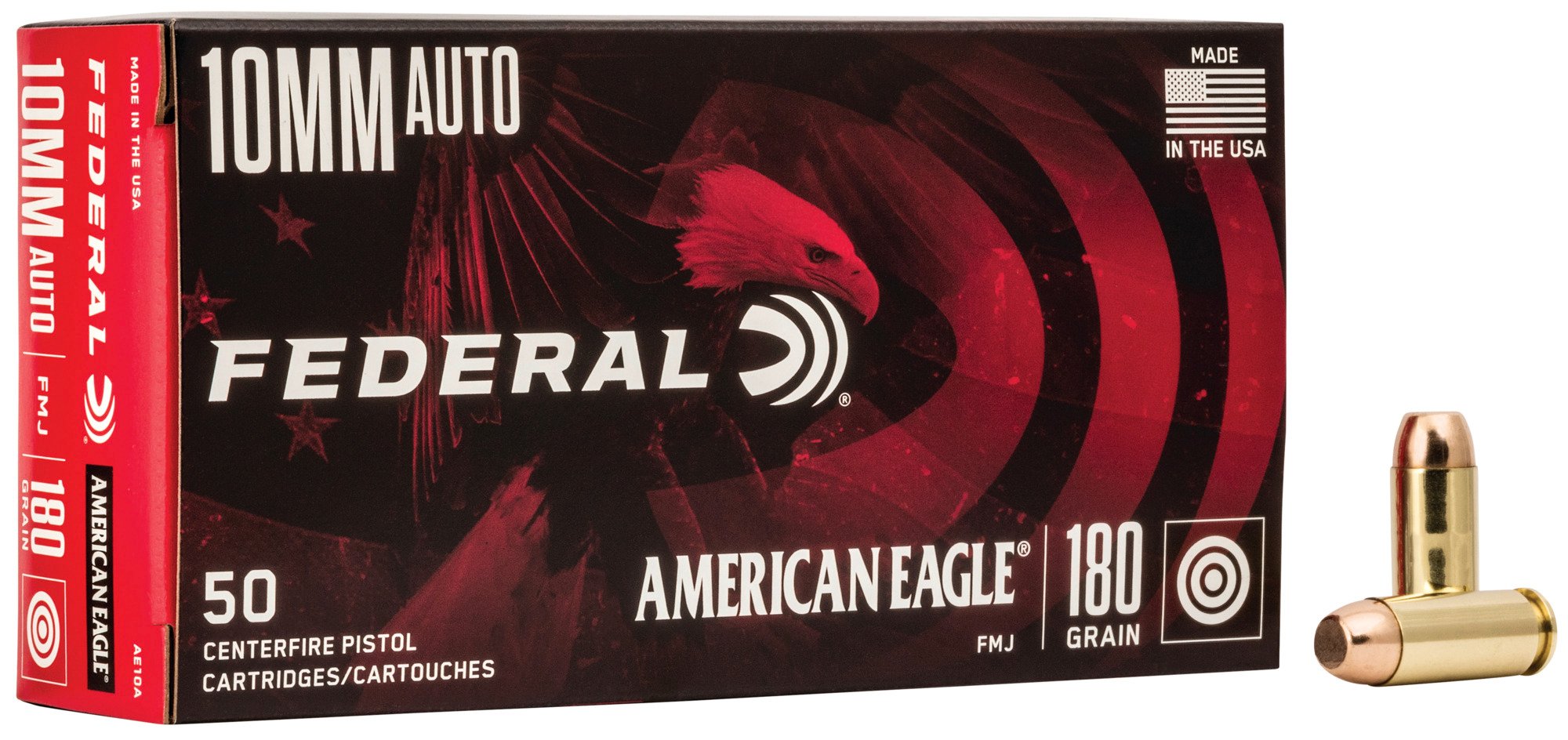 Federal 10mm Auto American Eagle 180 grain Full Metal Jacket ammunition