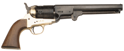 Traditions 1851 Navy Revolver 36 Cal 7.5 Inch Blued Barrel Brass Guard Case Hardened Frame Walnut Grip