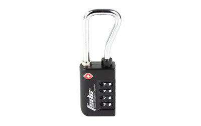 Firearm Safety Devices Corp 4-Dial TSA Combination Lock, Offset Extended Shackle, Black