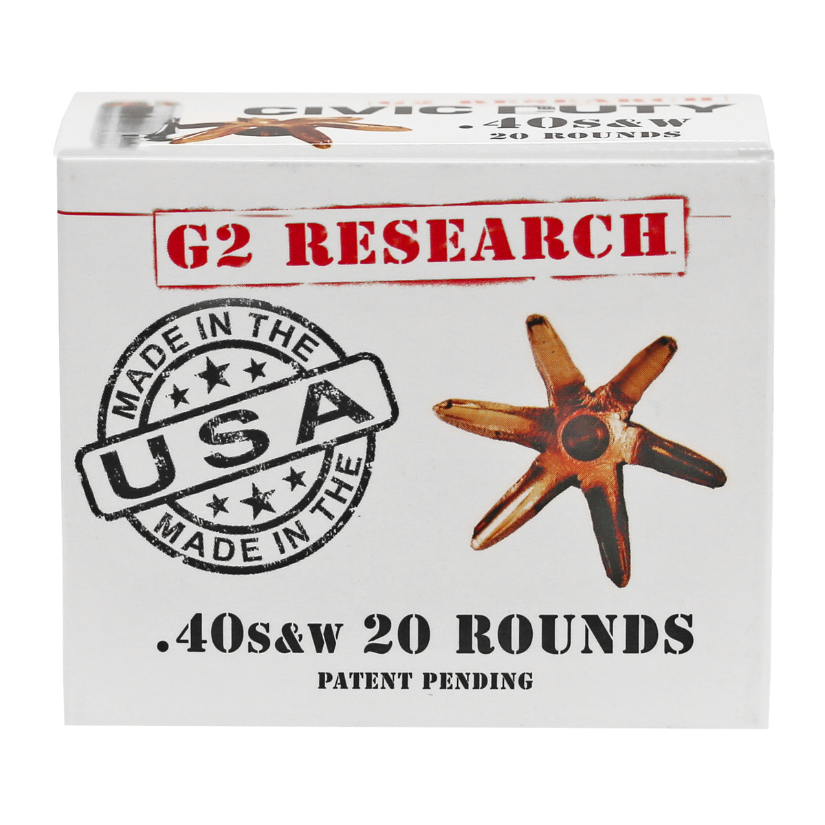 G2 Research .40 S&W Civic Duty 122 grain Copper Expansion Projectile ammunition