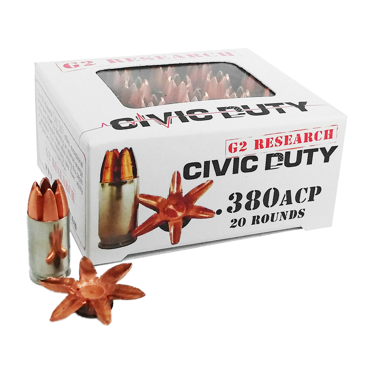 G2 Research Civic Duty Copper Expansion Projectile 64 Grain .380 ACP/Auto 1130 fps 851412006216