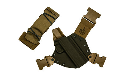 GunfightersINC Kenai Kydex Chest Holster 1911 Government 5" with Rail Gray Shell Coyote Brown Right Hand KN-1911GR-040221