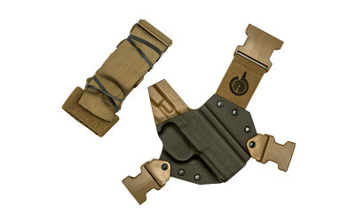 GunfightersINC Kenai Right Hand Chest Holster, Fits FN FNX 45 Tactical, Gray Kydex, Coyote Brown Harness KN-FNX45T-040221