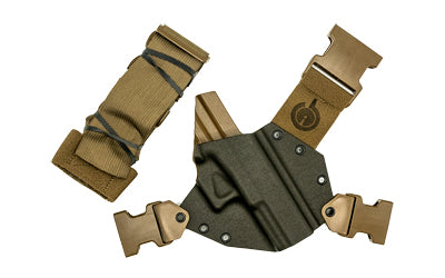 GunfightersINC Kenai Kydex Chest Holster for Glock 20 & 21 Gen 1-4, Gray Shell & Coyote Brown Harness, RH Carry
