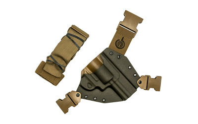GunfightersINC Kenai Kydex Chest Holster S&W L-Frame Revolver Gray Shell Coyote Brown Nylon Harness Right Hand KN-SWL-040221