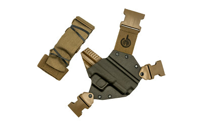 GunfightersINC Kenai Kydex/Nylon Chest Holster for Springfield XDM, Gray Shell, Coyote Brown Harness, Right Handed