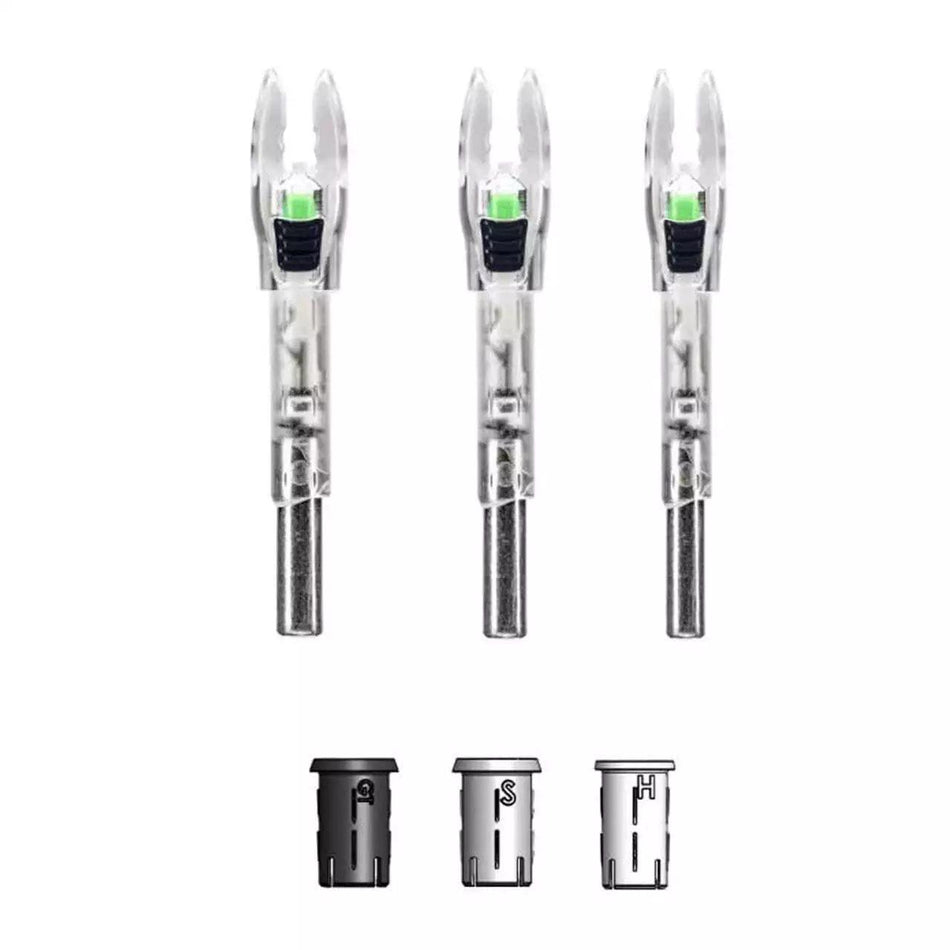 Nockturnal Shift Universal Lighted Nocks Green LED, Pack of 3
