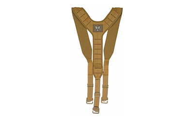 Grey Ghost Gear 9037-14 UGF Battle Belt 3 Point Suspenders Coyote, 500D Cordura Laminate, Cable Routing Slots, Low IR Dye