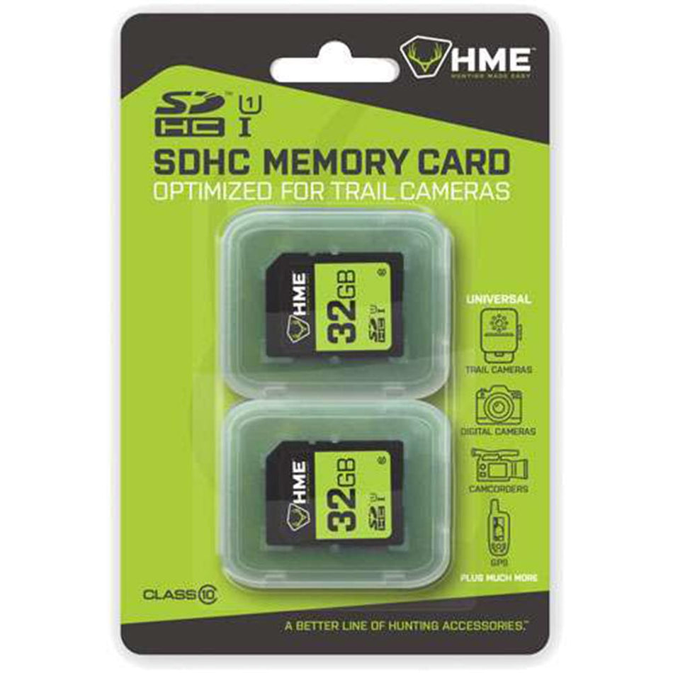 HME 32 GB SDHC SD Cards 2ct Pack for Trail Cam and General Use