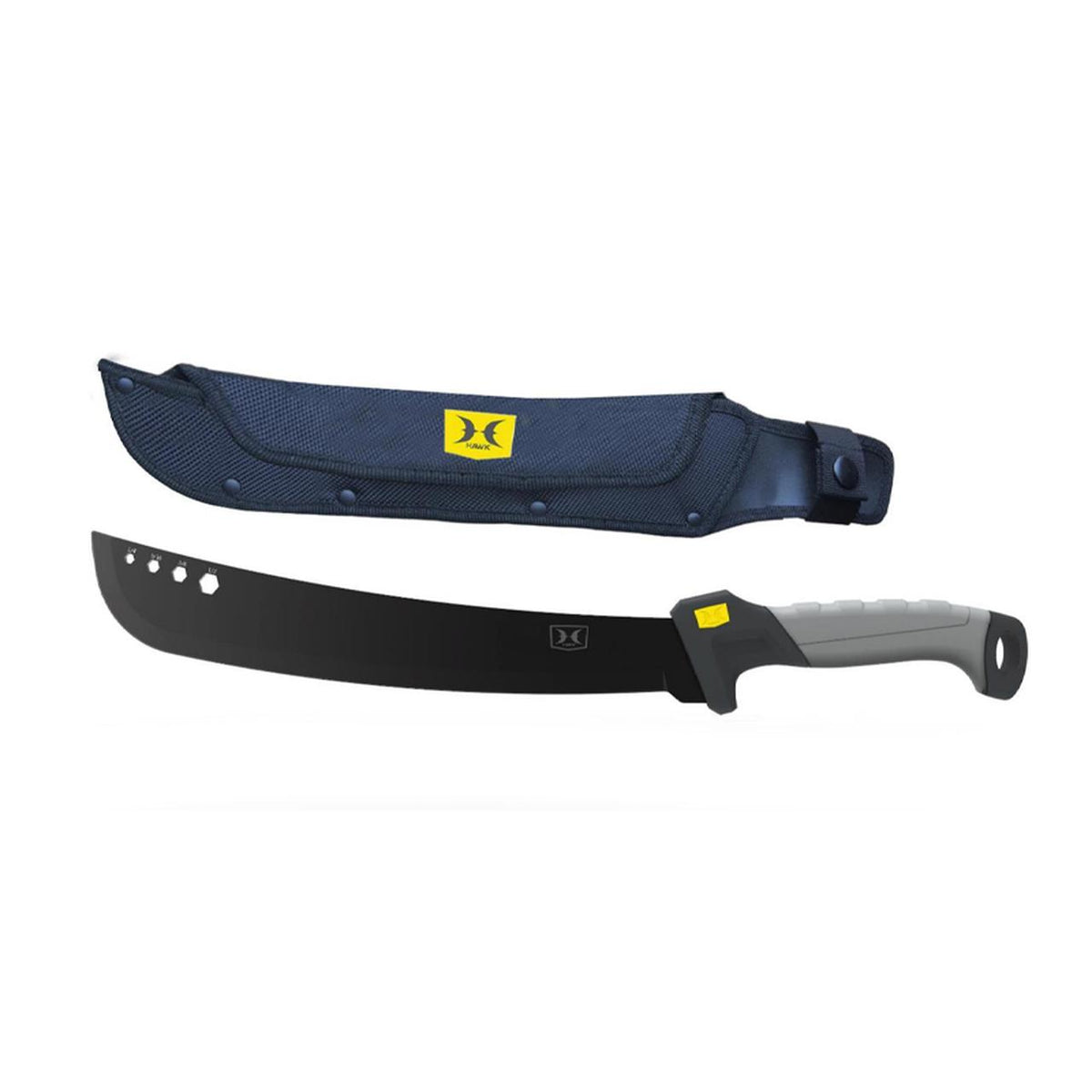 Hawk Black Titanium Nitride Machete 15" Blade and Nylon Sheath