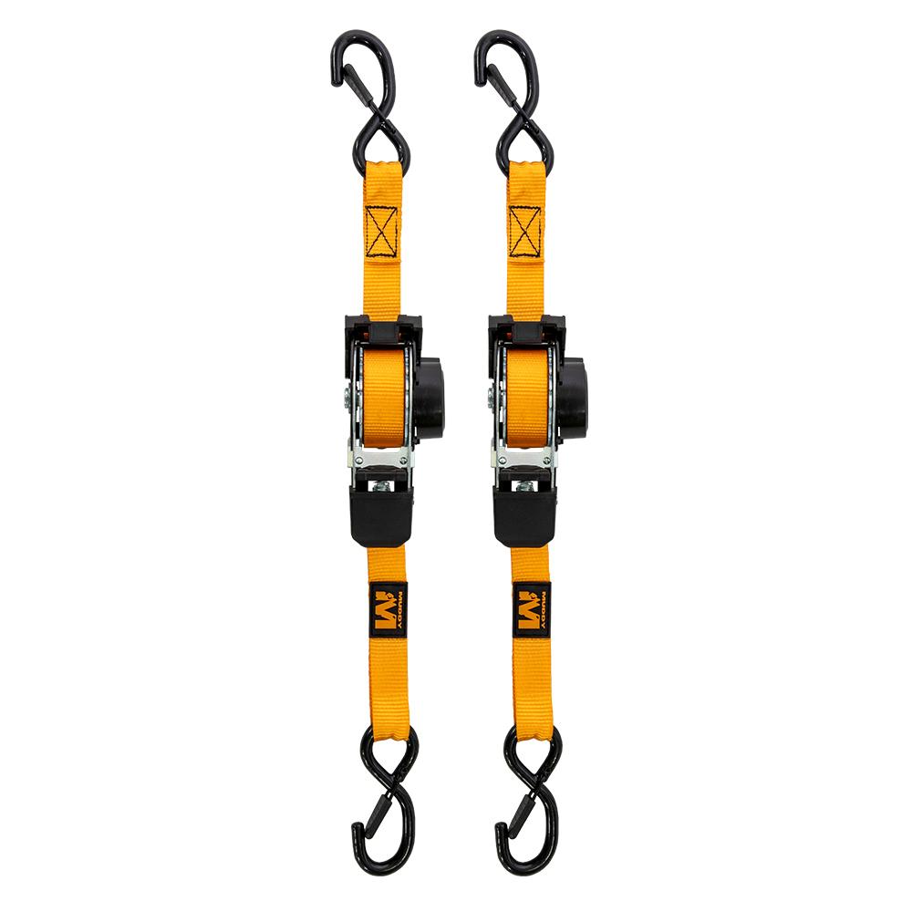 Muddy Retractable Ratchet Cargo Straps 1"x10' Orange Set of 2