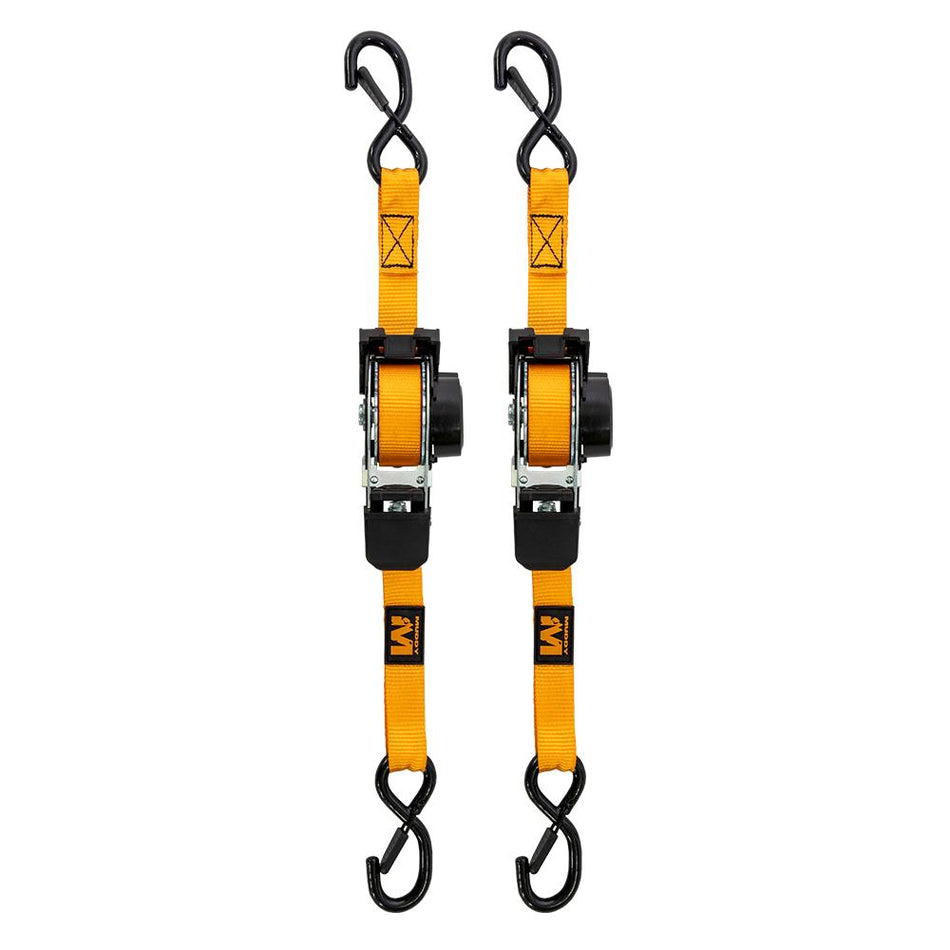 Muddy Retractable Ratchet Cargo Straps 1"x10' Orange Set of 2