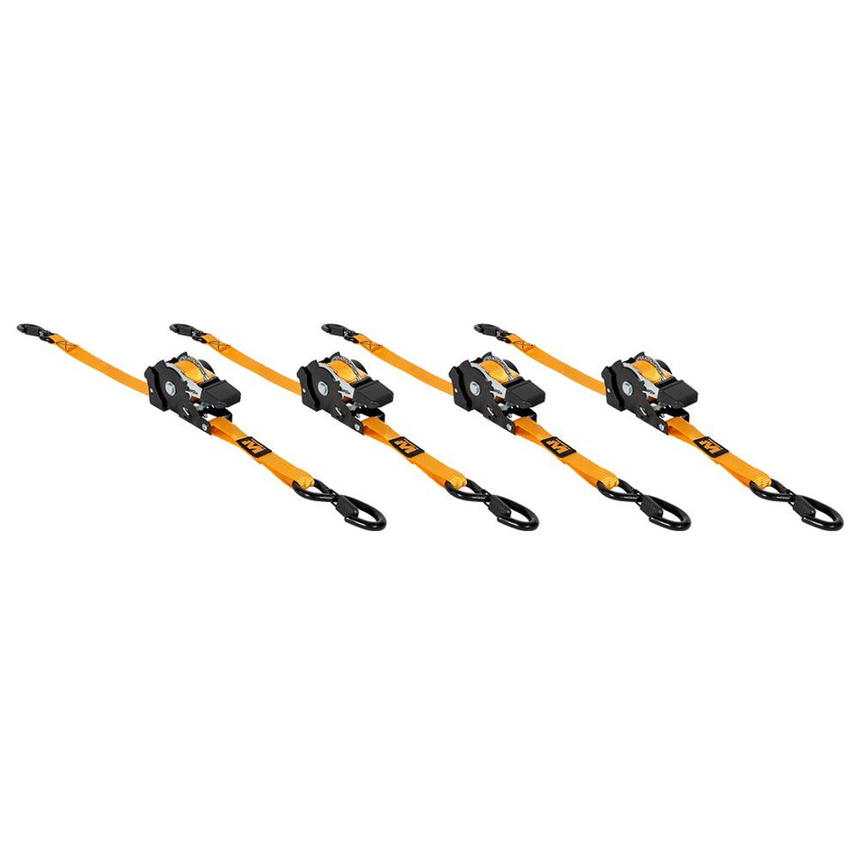 Muddy Retractable Cargo Ratchet Straps 1-Inch x 10-Foot Orange 4 Pack