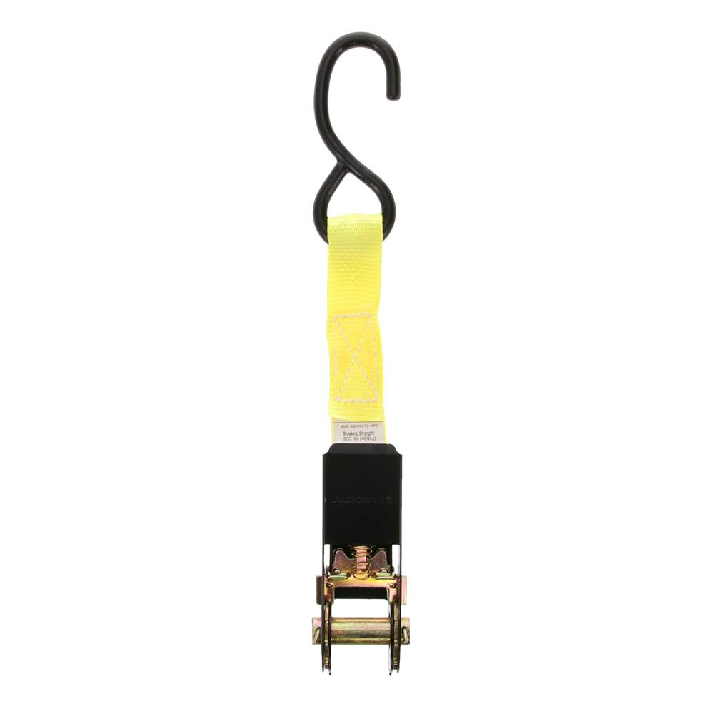 Muddy Ratchet Tie-Down Straps 1"x10 ft High Visibility Yellow, 4/ct