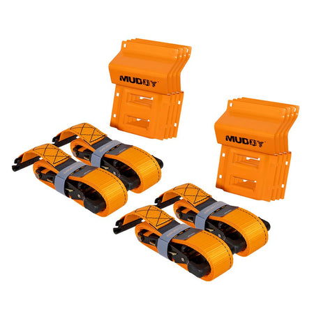 Muddy Orange UTV Wheel Chock Tie-Down Kit 4-Pack for Off-Road Vehicles