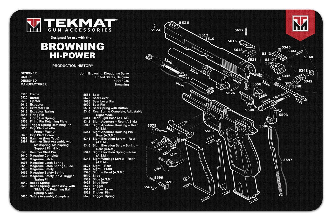 TekMat 11x17 Gun Mat with Browning Hi Power Diagram