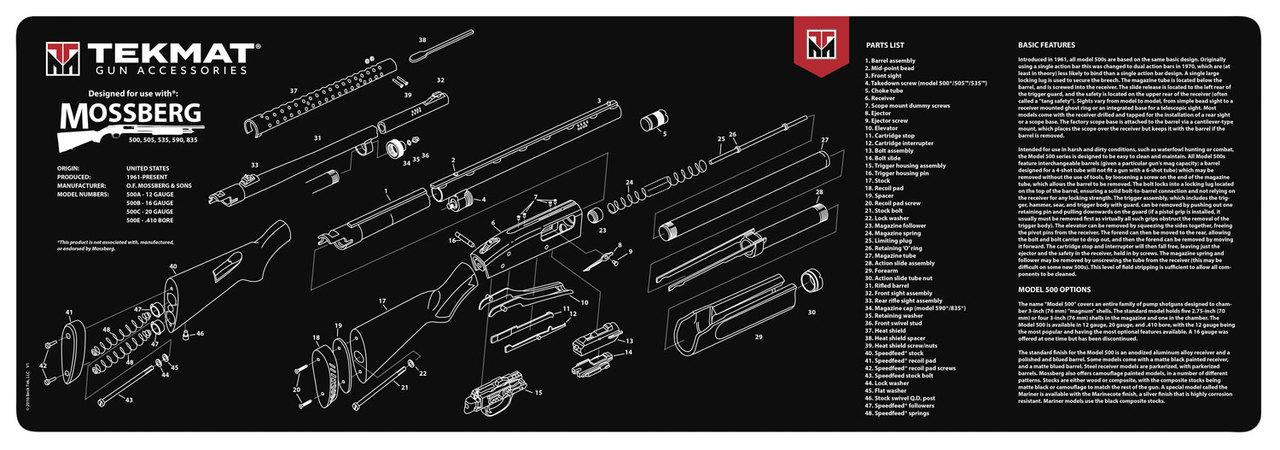TekMat Mossberg Shotgun Schematic 12x36 Cleaning Mat
