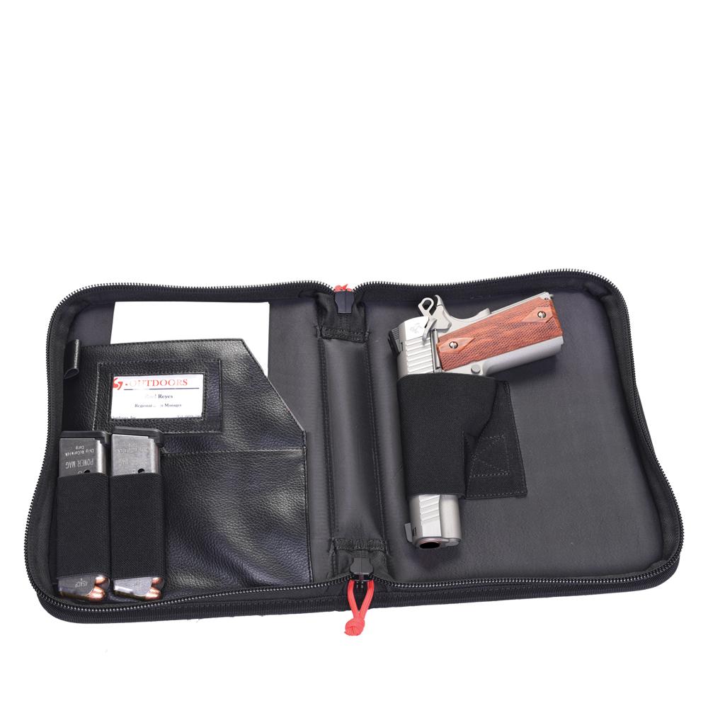 GPS Small Day Planner Pistol Carry Case with Magazine Storage - Black