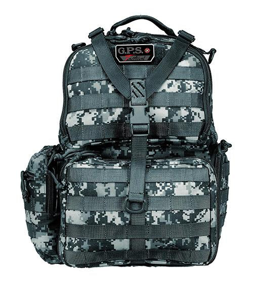 G-Outdoors Range Bag Tactical Backpack 3 Handgun Compartments Gray Digital