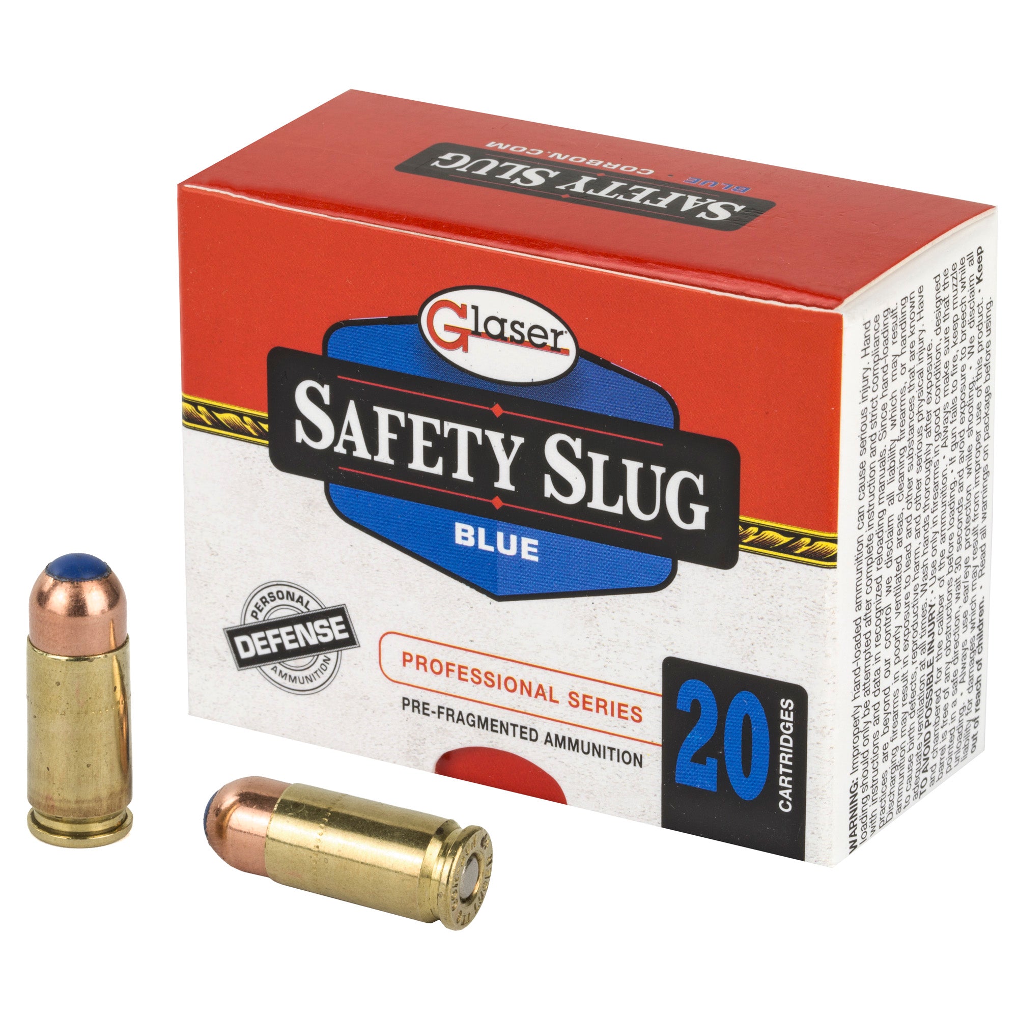 Glaser 9mm Luger / Parabellum Blue +P 80 grain Pre-Fragmented ammunition
