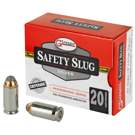 Glaser .45 ACP/Auto Silver +P 145 grain Pre-Fragmented ammunition