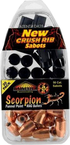 Harvester Scorpion .50 Caliber 240 Grain .451 Funnel Point Crush Rib Sabot 20PK