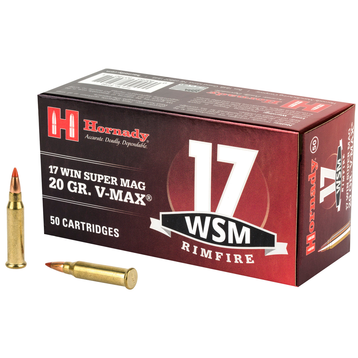 Hornady .17 WSM Varmint Express 20 grain V-Max ammunition