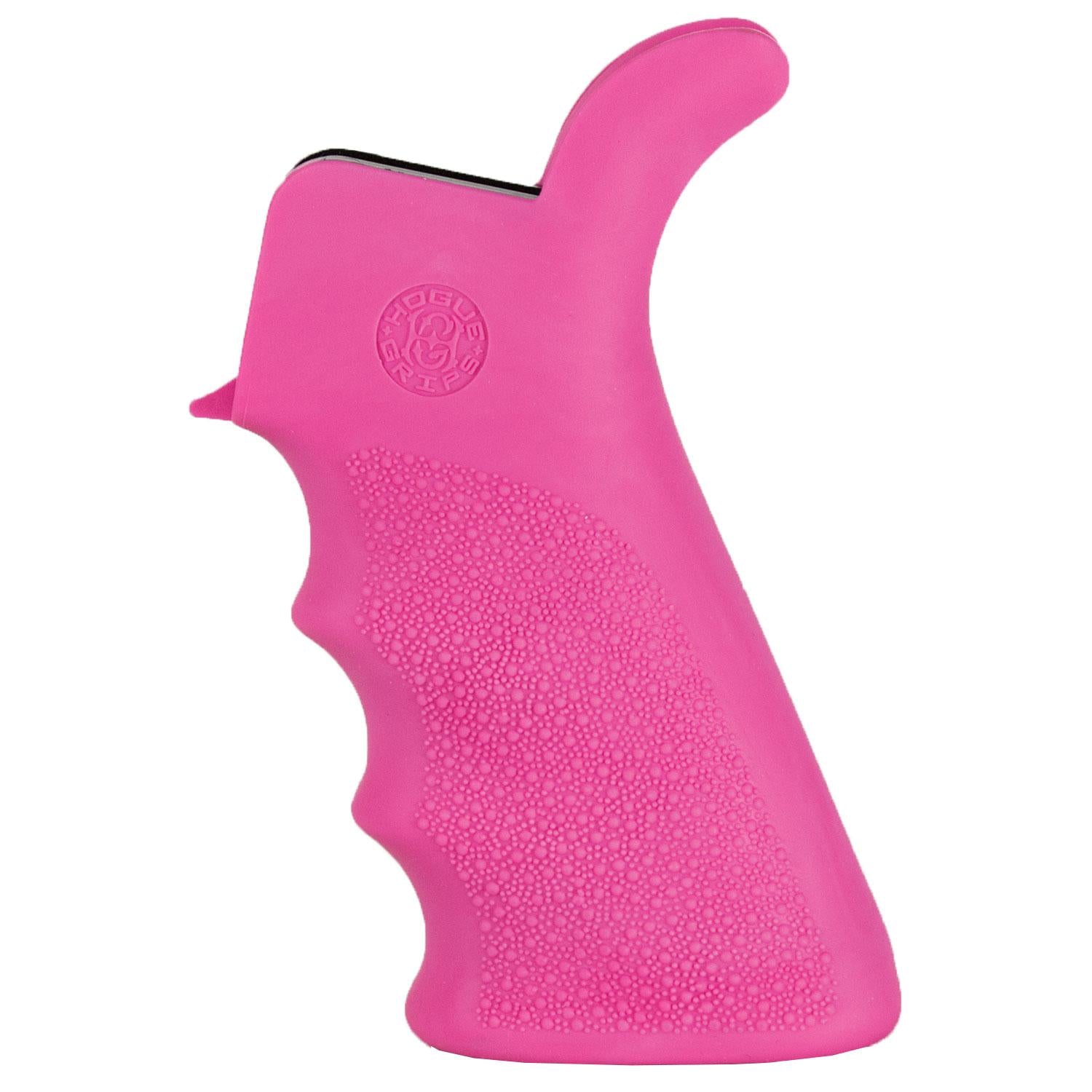 Hogue AR-15 M-16 Beavertail Rubber Grip, Finger Grooves, Pink Finish