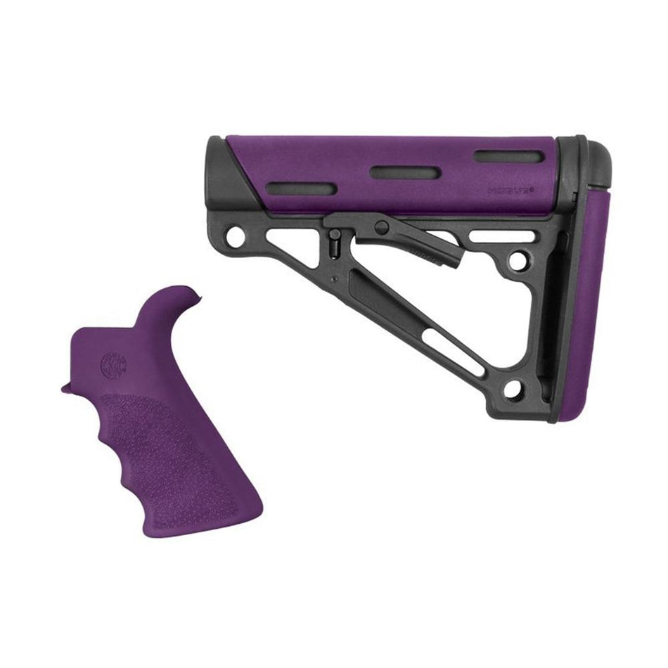 Hogue Purple OverMolded Beavertail Grip and Collapsible Buttstock Kit for AR-15/M16