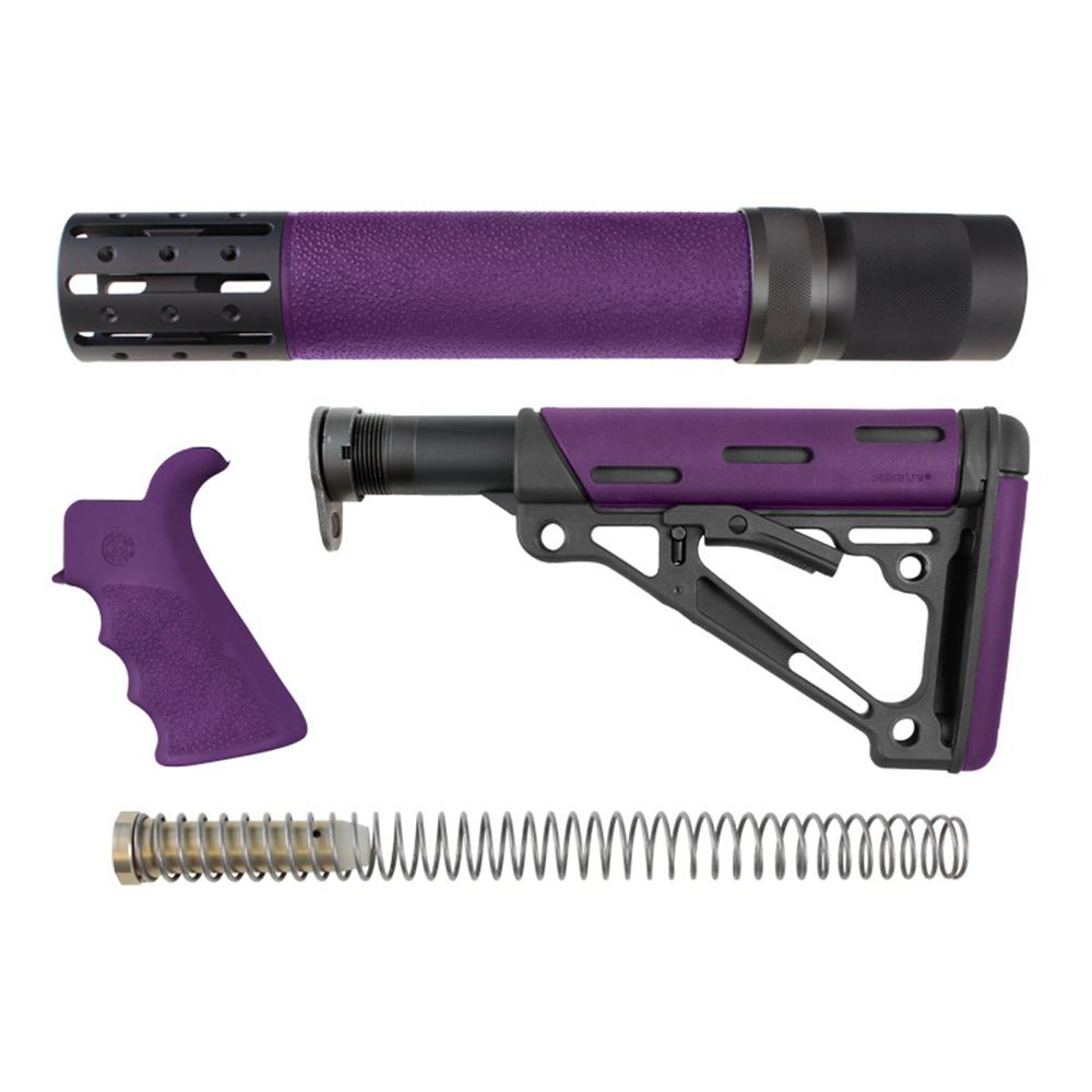 Hogue AR-15/M16 Kit Purple OverMolded Grip Collapsible Stock Mil-Spec Buffer Tube