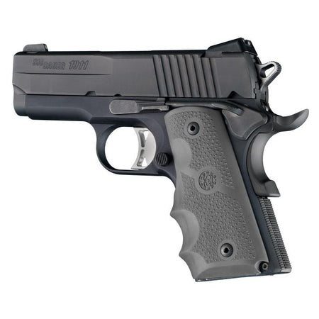 Hogue Rubber Grip for 1911 Officer Models Cobblestone Slate Grey with Finger Grooves