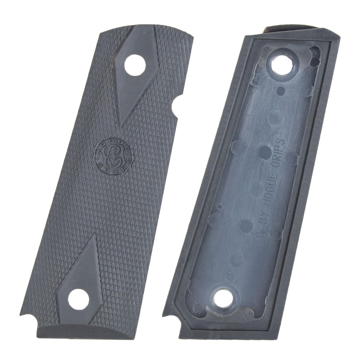 Hogue Colt 1911 .45 Government Checkered Rubber Grips - Pewter Finish