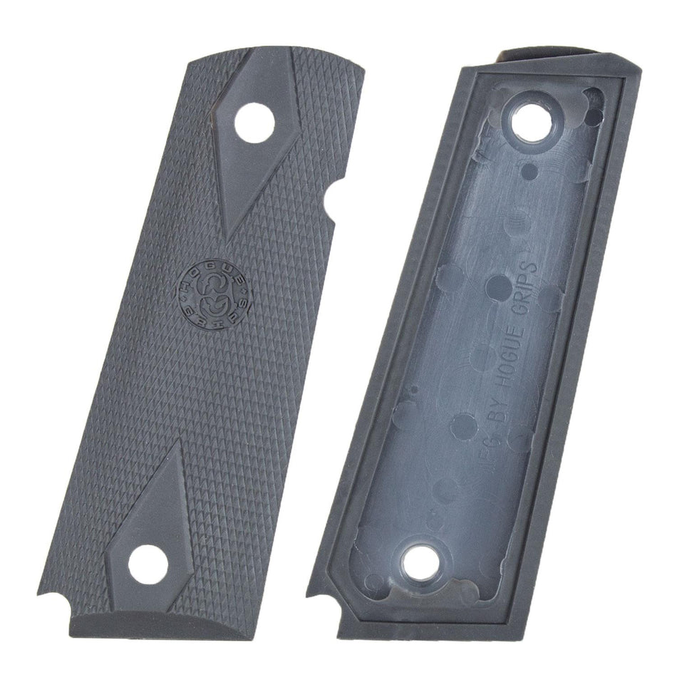 Hogue Colt 1911 .45 Government Checkered Rubber Grips - Pewter Finish