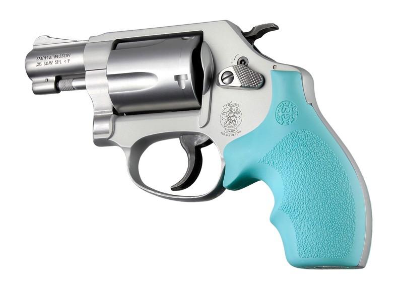 Hogue S&W J Frame Round Butt Rubber Bantam Grip Aqua Finish