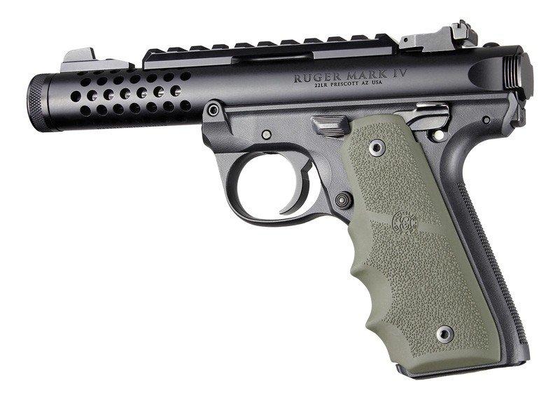 OD Green Rubber Replacement Grip with Finger Grooves for Ruger 22/45 MKIV